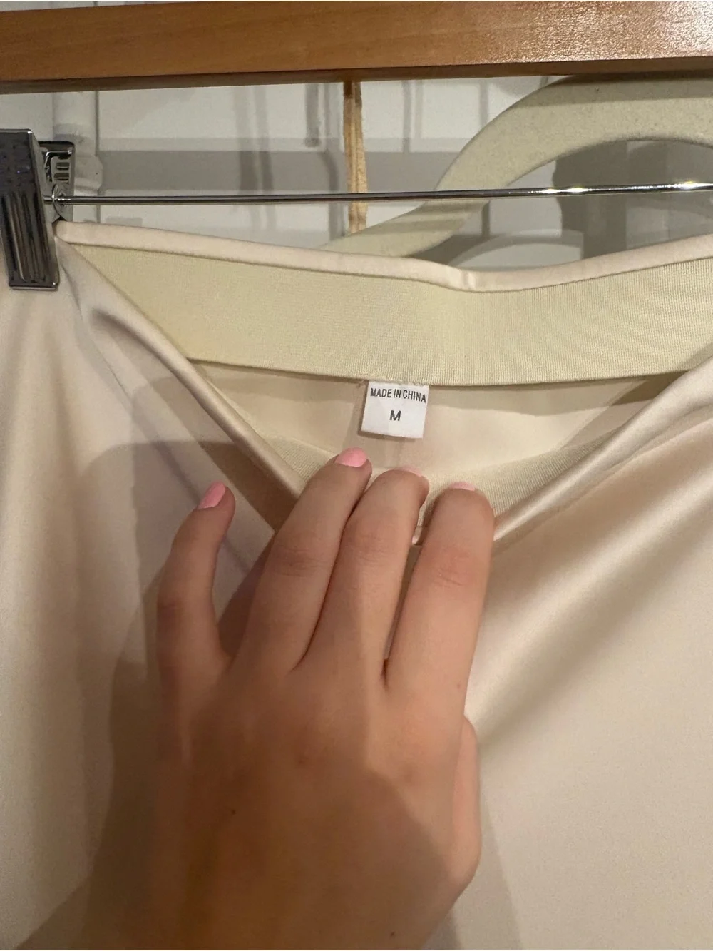Satin Slip Skirt in Light Beige - Picture 2 of 3